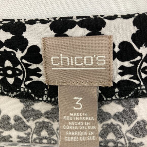 Chico's Top size 3/XL Multi Color Floral V Neck Stretch Knit Preppy Office Work - Picture 2 of 9